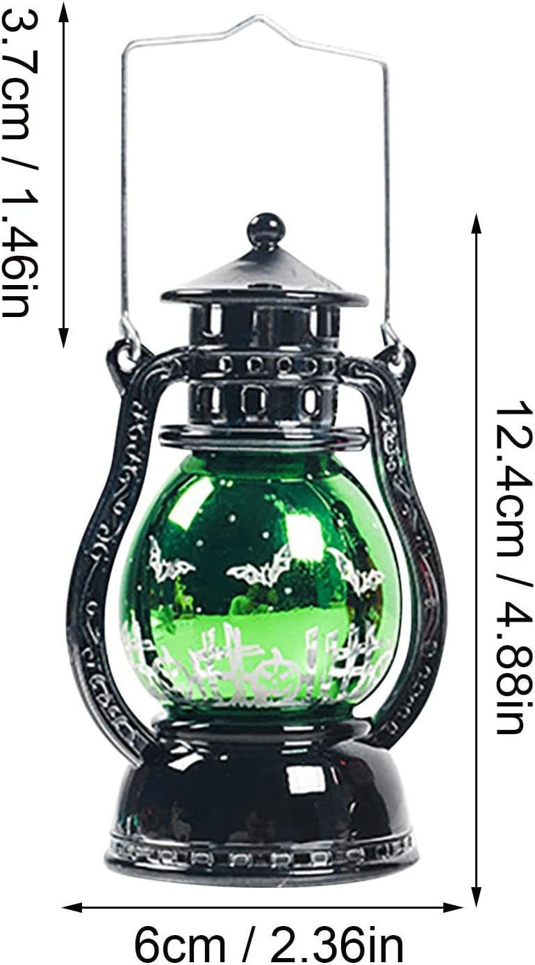 Lámpara portátil LED de Halloween, lámpara de aceite pequeña retro, decoración creativa de Halloween, lámpara LED sin llama. Lámpara de noche para