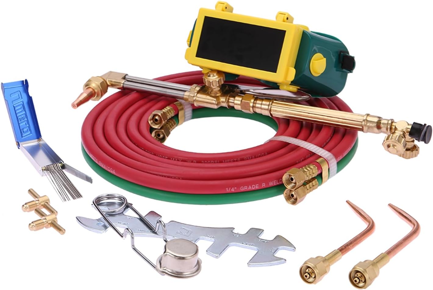 Shulemin Kit de antorcha de soldadura de cilindro de oxígeno, antorchas de oxiacetileno, kit de soplete de soldadura de boquilla de latón de tubo