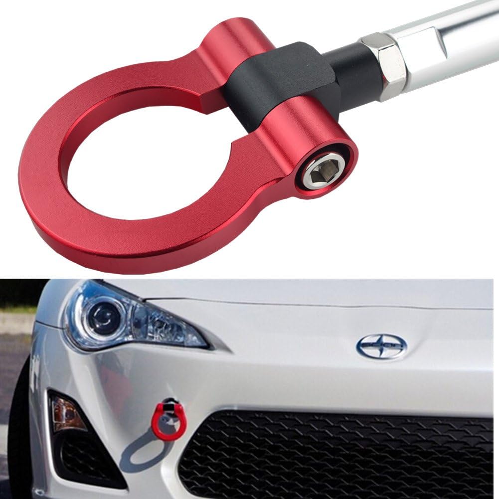 Dewhel JDM Gancho de remolque de aluminio, delantero, para Scion, Subaru, Impreza y Toyota., Rojo