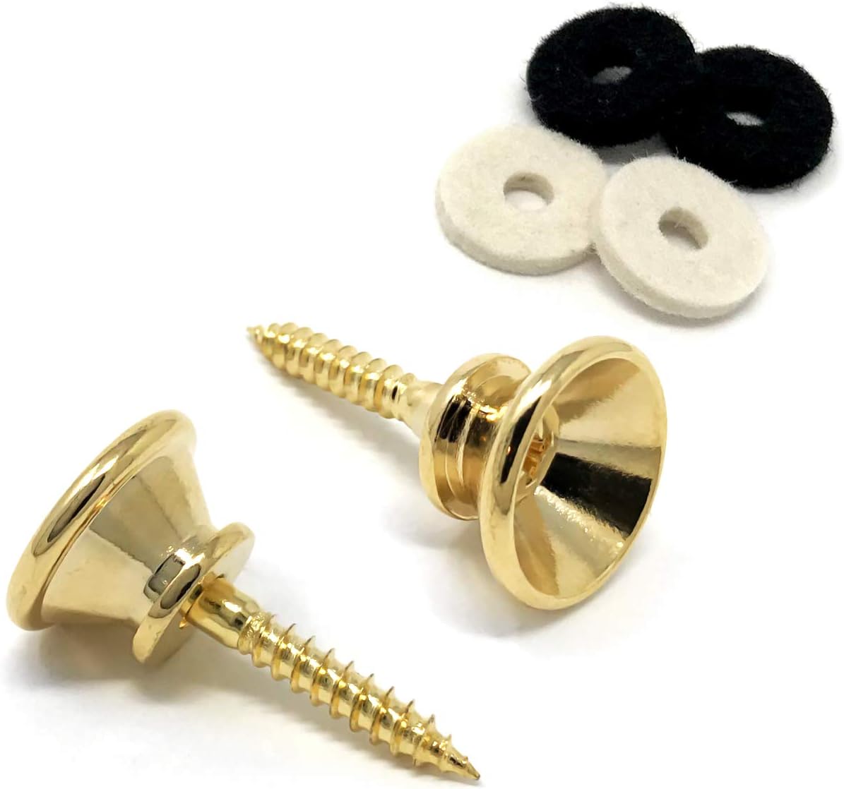 Vintage Forge Guitar Strap Buttons Gold Oversized Large 17mm Universal Fit for Acoustic and Electric Guitar and Bass (2) with Screws and Felt
