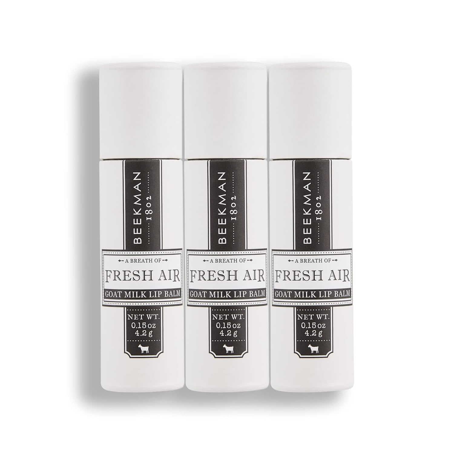 Beekman 1802 Lip Balm – 0.15 oz, Pack of 3 – With Goat Milk, Vitamin E & Beeswax for Dry, Cracked Lips – Good for Sensitive Skin – Cruelty Free