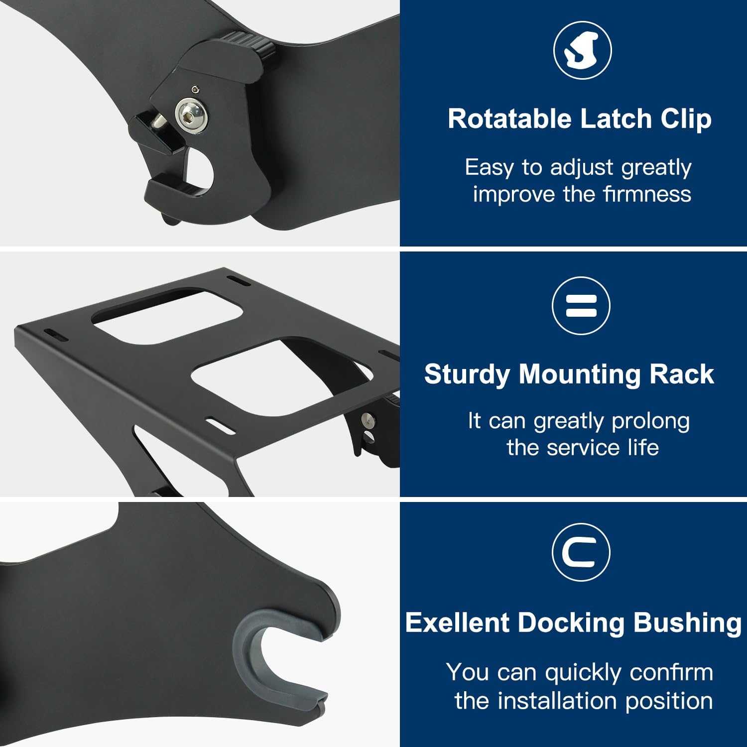 Soporte de paquete turístico, portaequipajes desmontable para Harley Tour Pak, compatible con Harley Davidson Touring Street GlideElectra GlideRoad