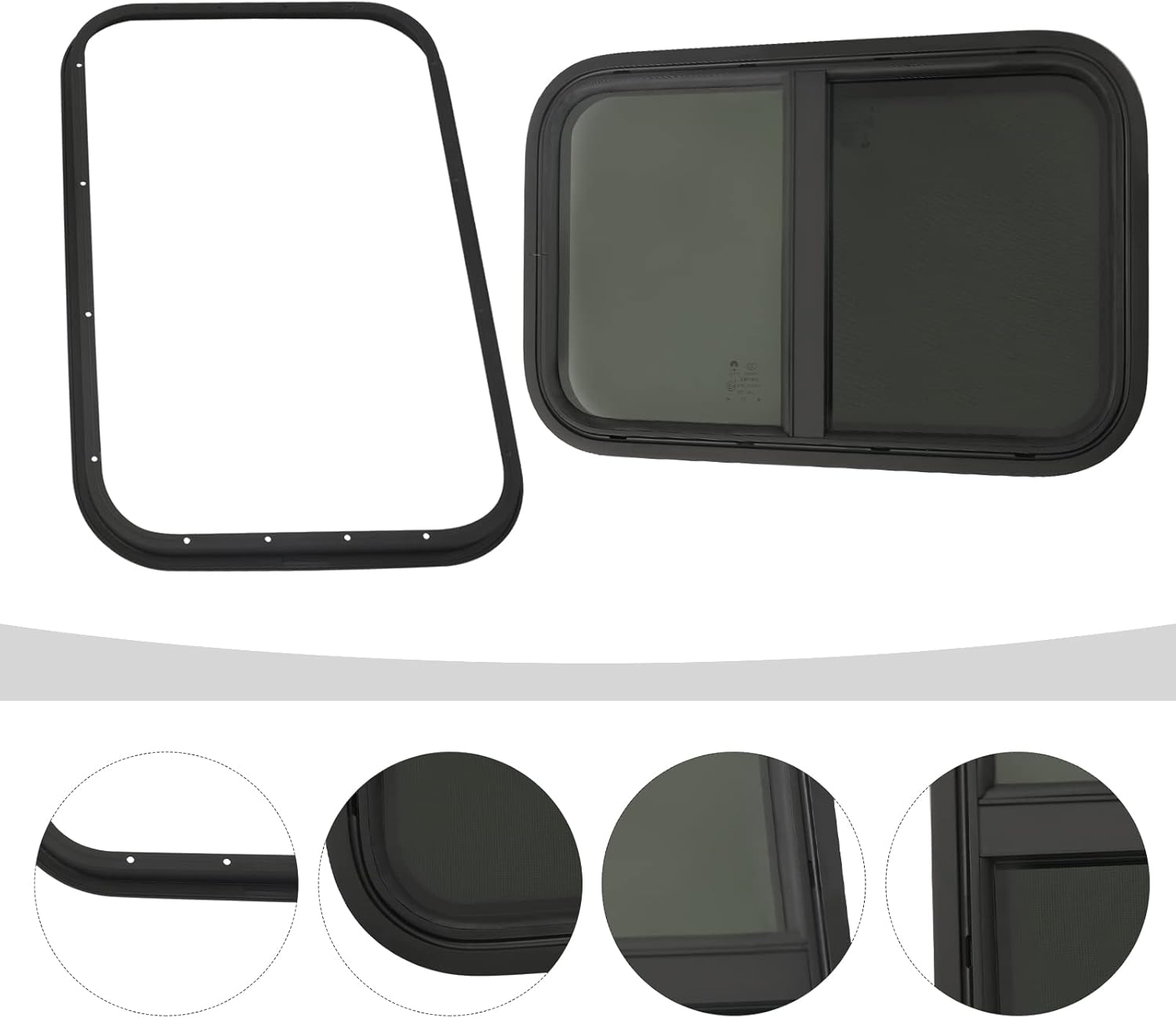 Ventana universal para caravana, 24 pulgadas de ancho x 15 pulgadas de alto, ventana de remolque deslizante horizontal, ventana de vidrio para