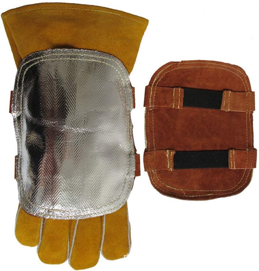 Sonew Escudo térmico de cuero de vaca dividido, guantes de soldadura, cojín trasero aluminizado de la mano de la soldadura