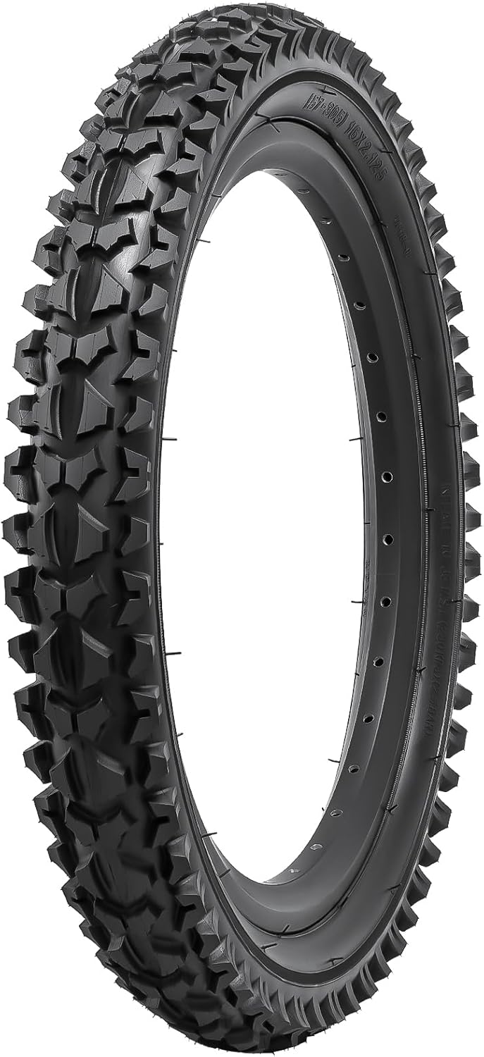 2 neumáticos para bicicleta de montaña de 16 pulgadas de 16 x 2.12557-305 60TPI y 16 pulgadas, válvula Schrader con 2 tiras de llanta compatibles