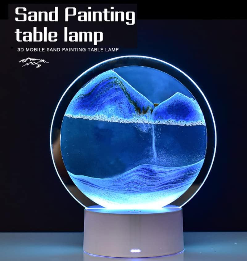 TEDATATA Lámpara de mesa creativa de pintura de arena, Luz de pintura de arena movediza de lujo, Decoración de atmósfera pequeña luz de noche,