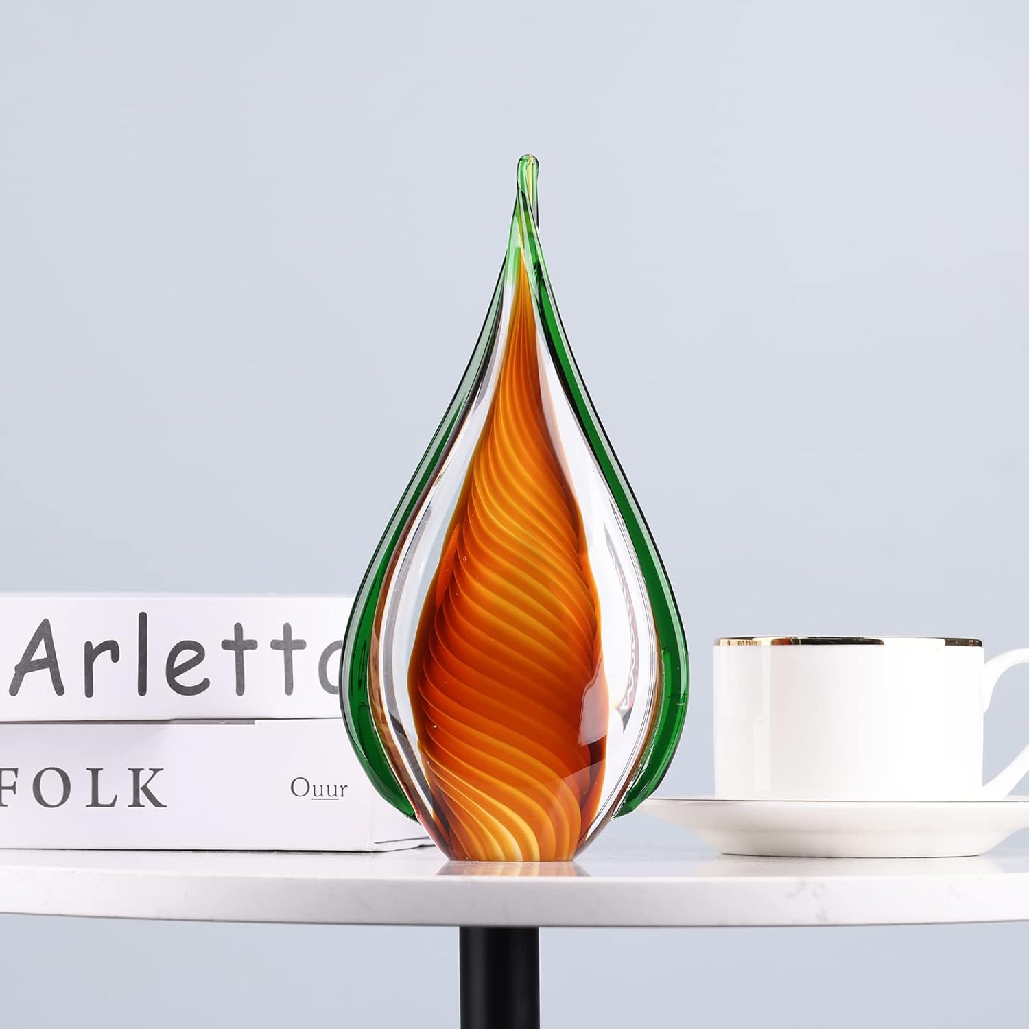 GAOSHENG Figura de vidrio soplado hecha a mano para Navidad, estatua de vidrio de arte ámbar, hermoso vidrio, estatua de lágrima de vidrio