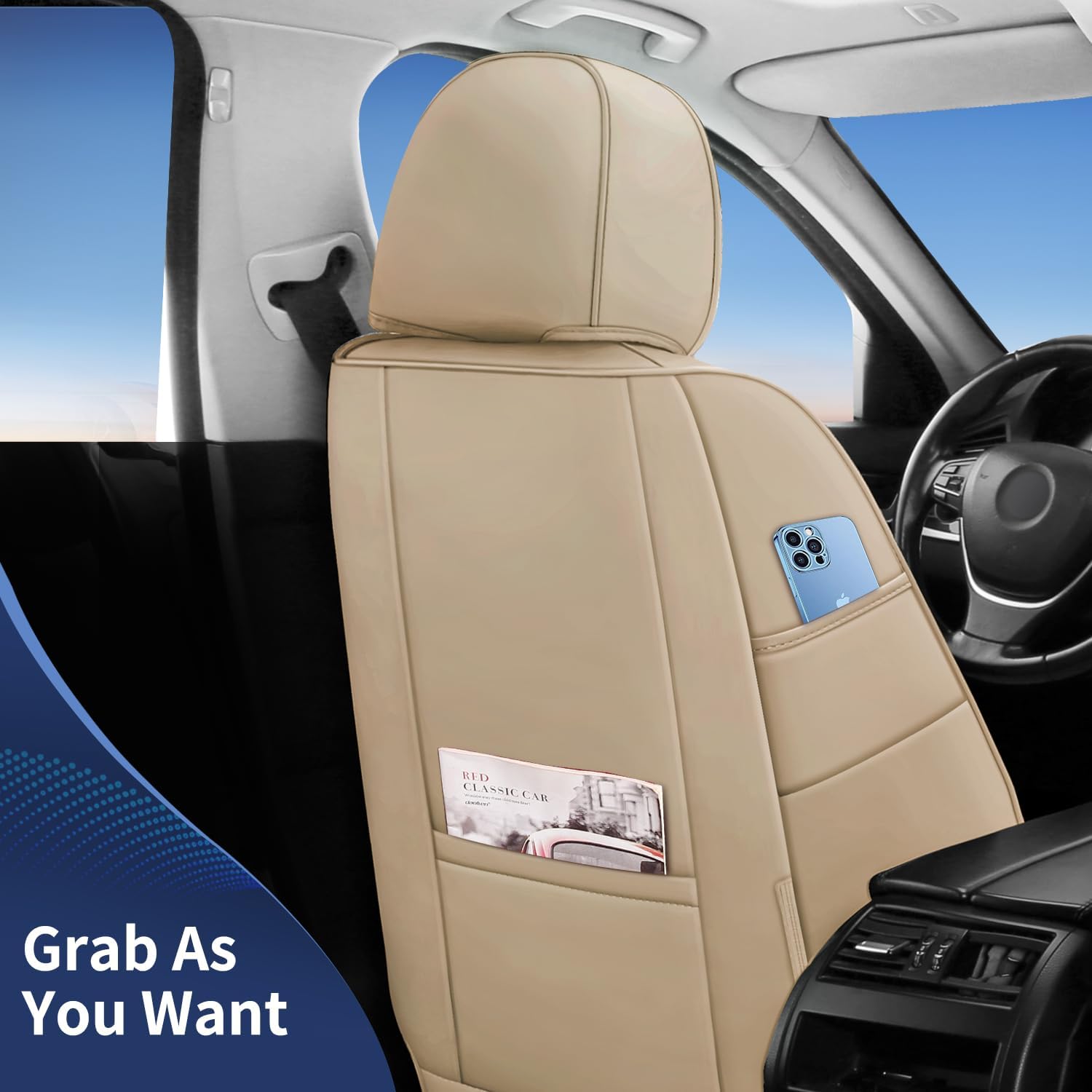Juego completo de fundas de asiento de automóvil, fundas de asiento de cuero para automóviles, protector universal de asiento de automóvil