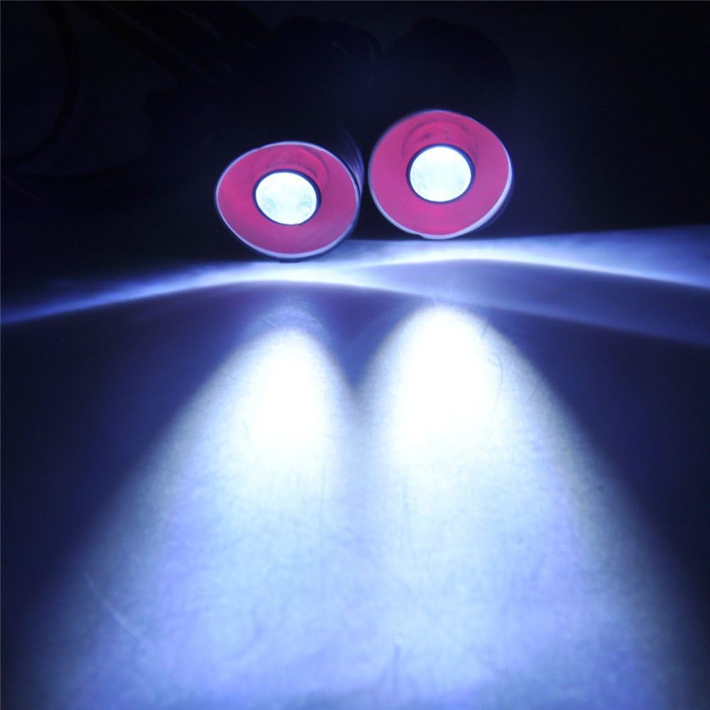 Que-T Luz trasera LED de ojos de ángel y ojos de demonio de 2 ledes, para autos de oruga modelo RC 110 (rojo + blanco, 0.866 in)