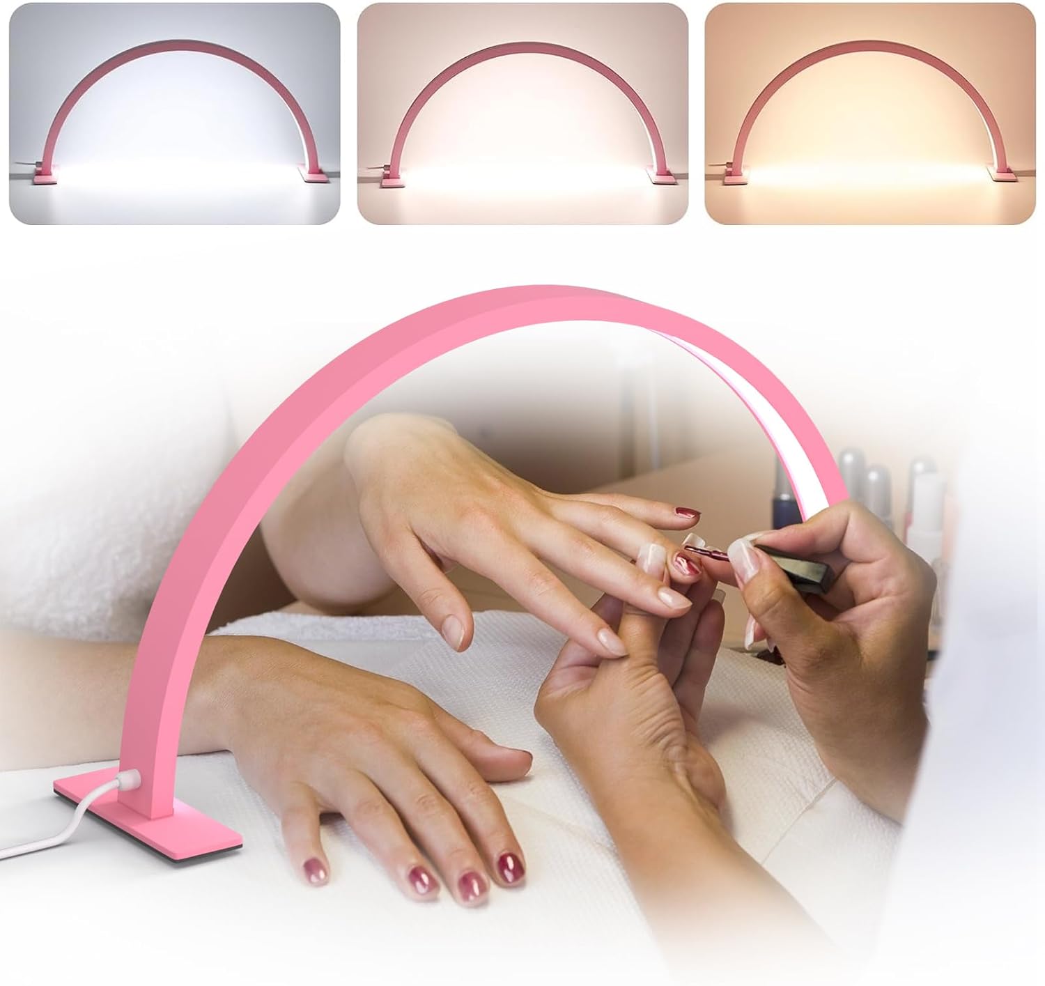 cenoz Lámpara de escritorio de uñas de media luna para profesionales, luz de pestañas para extensiones de pestañas, lámpara de escritorio, luz de