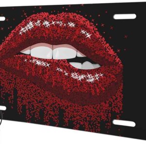 Beabes Cubierta de matrícula frontal de labios rojos, labios sexys para mujer, diseño de labios brillantes para mujer, placas decorativas para Beabes Cubierta de matrícula frontal de labios rojos, labios sexys para mujer, diseño de labios brillantes para mujer, placas decorativas para