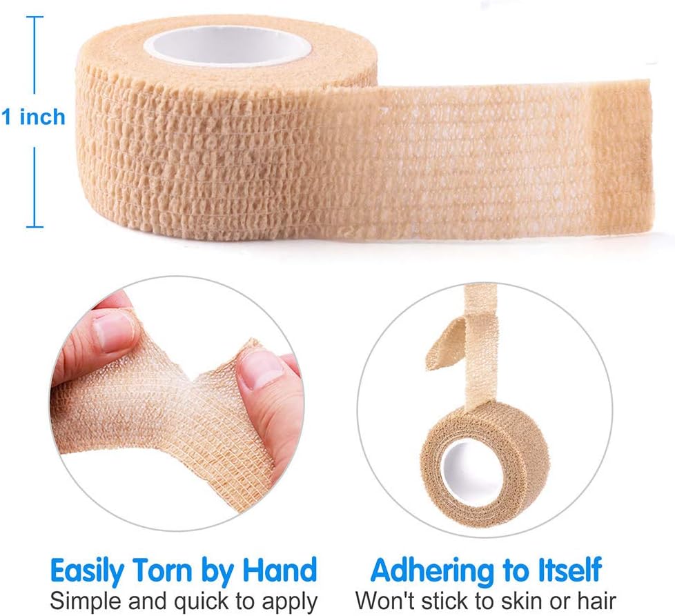 LotFancy Cinta autoadhesiva, paquete de 30, 1 pulgada x 5 yardas, vendaje autoadhesivo para vendaje elástico, cinta médica de primeros auxilios para