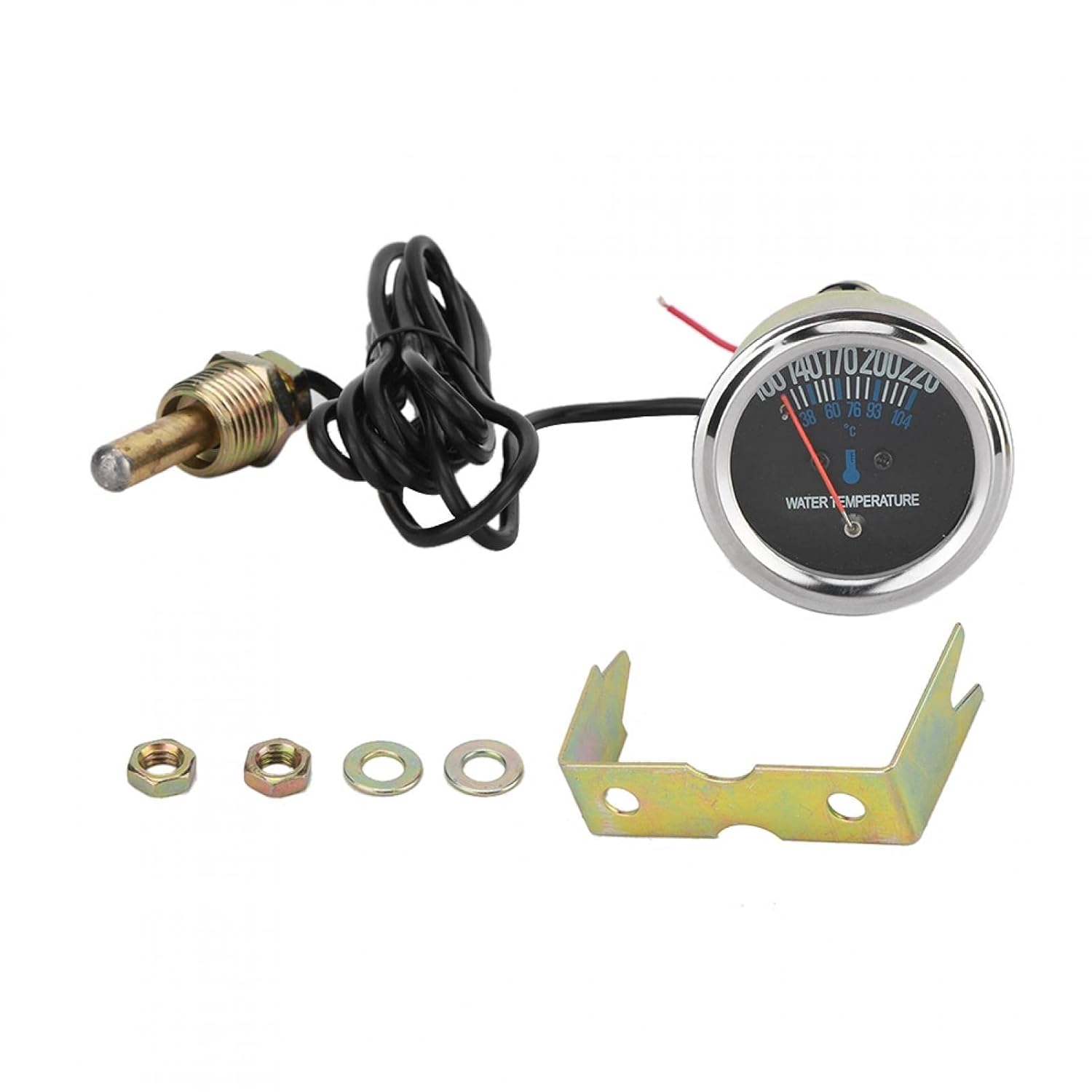 Medidor de temperatura del agua de 2.047 in y 12 V, medidor de temperatura de agua mecánico para automóvil de 100  220  F con luz amarilla, medidor