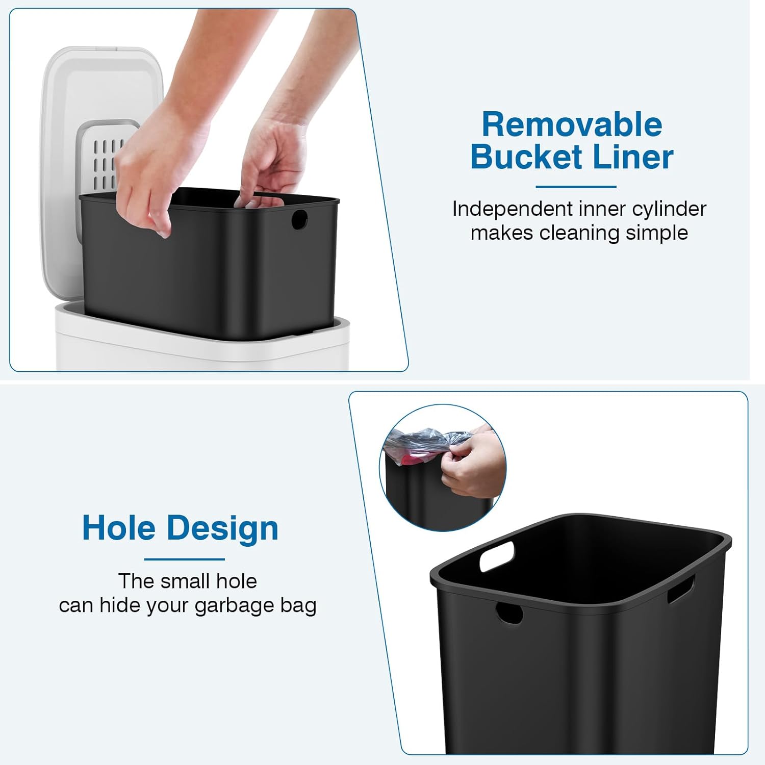 Cubo de basura pequeño para baño con tapa de cierre suave, cubo de basura de acero inoxidable con cubo interior extraíble, cubo de basura Peadl de 5