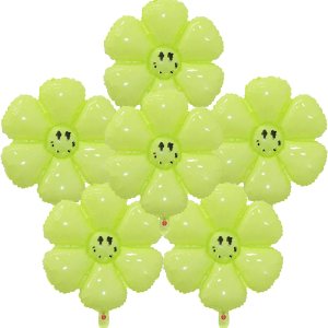6 globos de margaritas con cara sonriente, decoración de fiesta, globo de flores, decoración de cumpleaños, boda, aniversario, fiesta (verde) 6 globos de margaritas con cara sonriente, decoración de fiesta, globo de flores, decoración de cumpleaños, boda, aniversario, fiesta (verde)