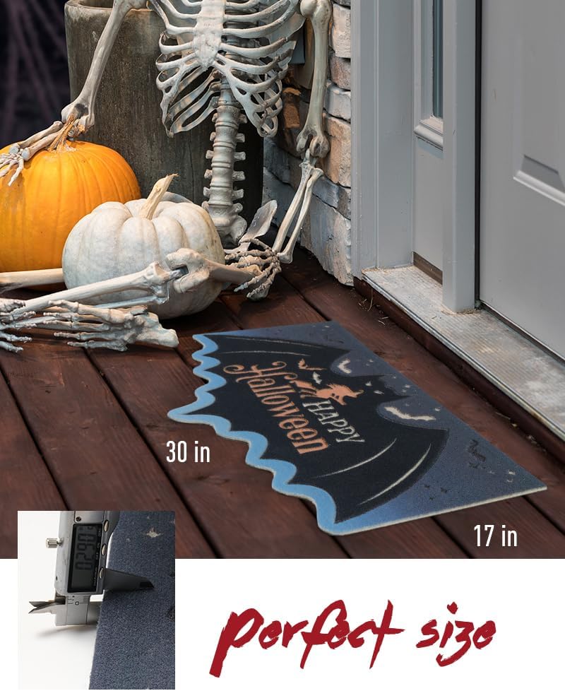 Felpudo de entrada al aire libre de Halloween, tapete de bienvenida impreso con láser 3D, tapete de bienvenida de Halloween resistente al aire libre