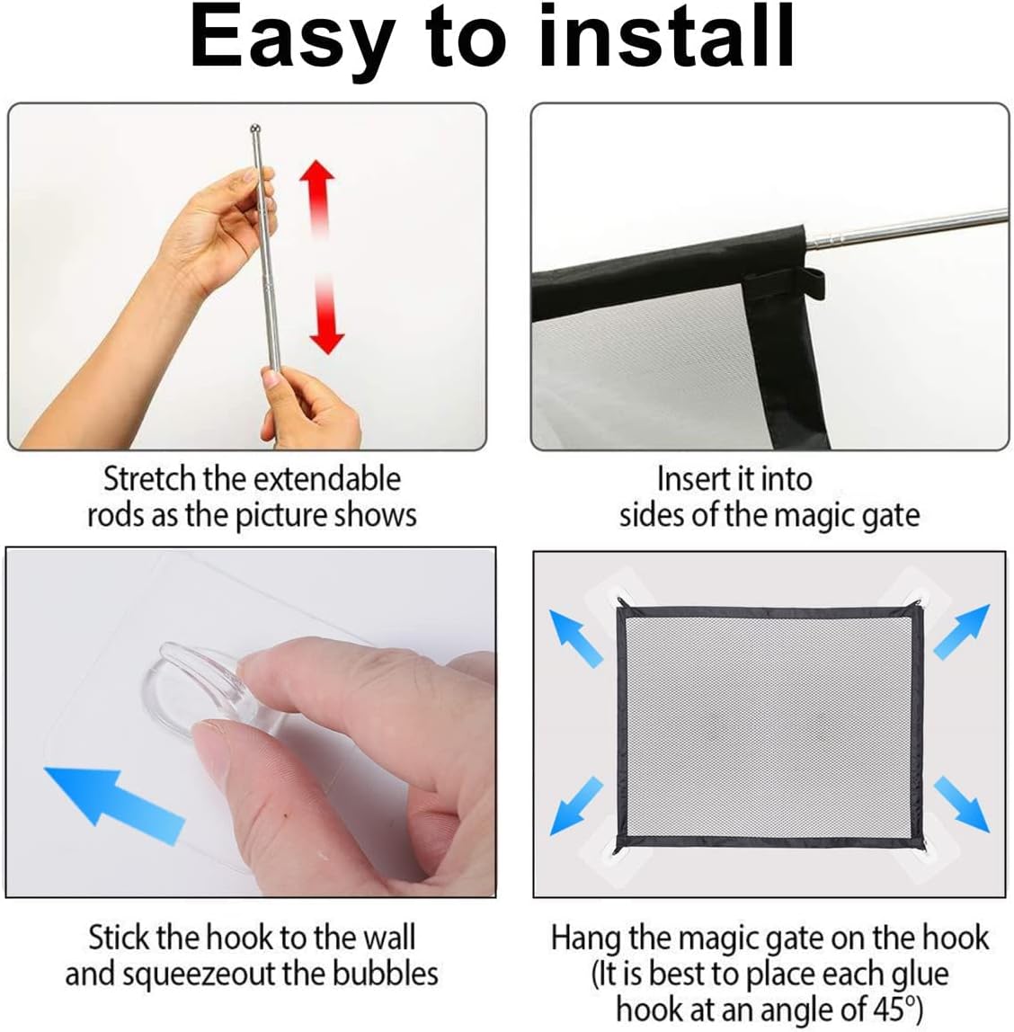 Puerta mágica ancha para perros, puerta grande retráctil para interiores y exteriores, puerta plegable extra ancha expandible de malla para mascotas