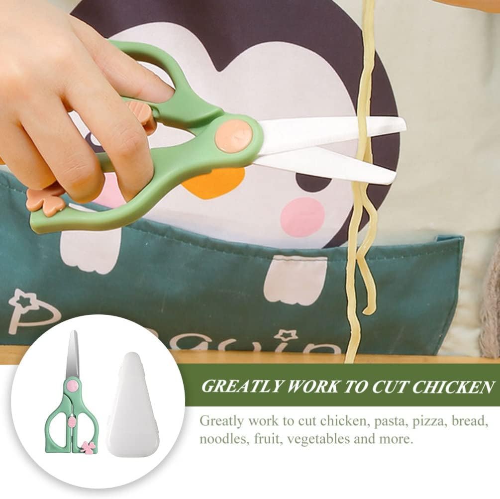 Housoutil 1 juego de tijeras de comida para bebés, tijeras de seguridad con estuche de viaje, tijeras portátiles para alimentos para bebés,