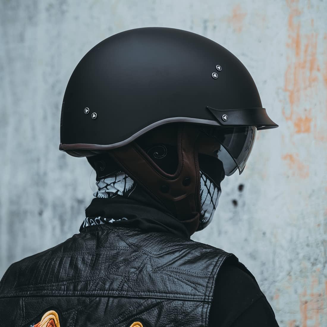 VCOROS F-07 – Casco de media cara para motocicleta, visera solar, hebilla de liberación rápida, aprobado por DOT, cascos para adultos para hombres y