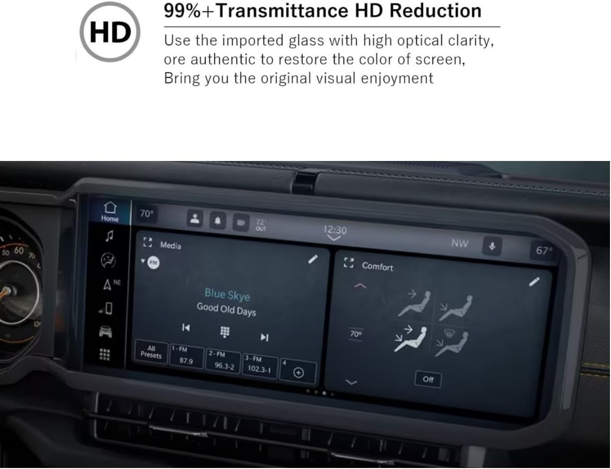 MBSIX – Protector de pantalla compatible con Jeeep Wrangler Gladiator 2024, pantalla táctil de 12.3 pulgadas, transparente HD, resistente a los