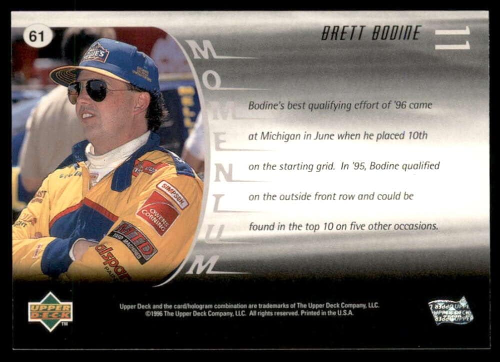 Racing NASCAR 1997 Upper Deck Victory Circle #61 Brett Bodine’s Car EX+