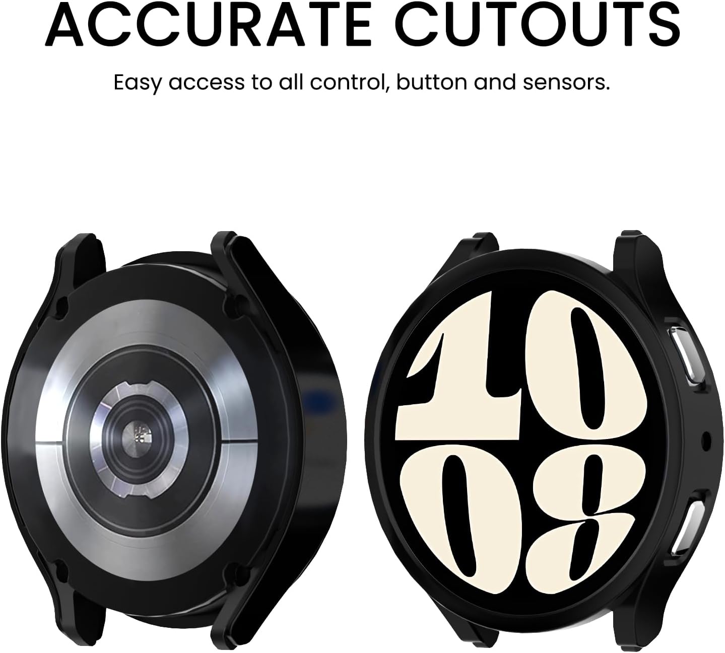Cuteey Paquete de 4 + 4 fundas protectoras de pantalla para Samsung Galaxy Watch 6 de 1.575 pulgadas, cubierta rígida de policarbonato con película