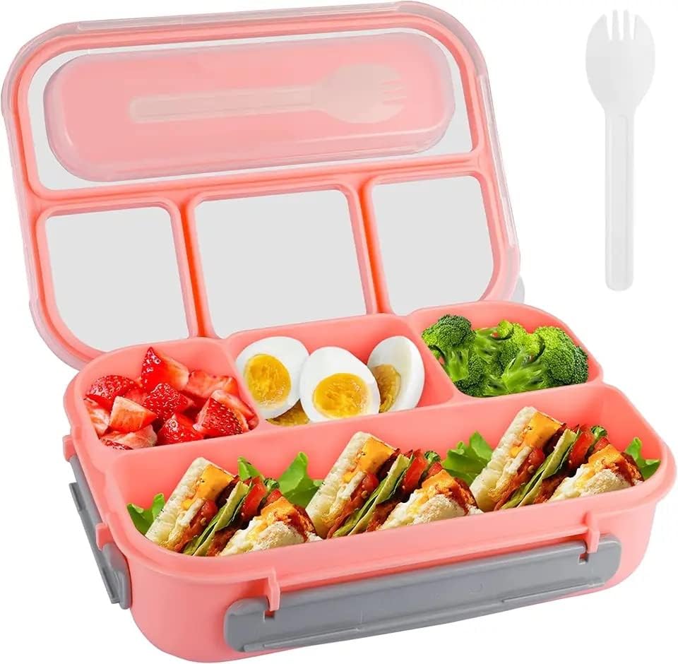 Lonchera Bento para niños con combo de tenedorcuchara, ideal para la escuela y sobre la marcha (aguamarina)