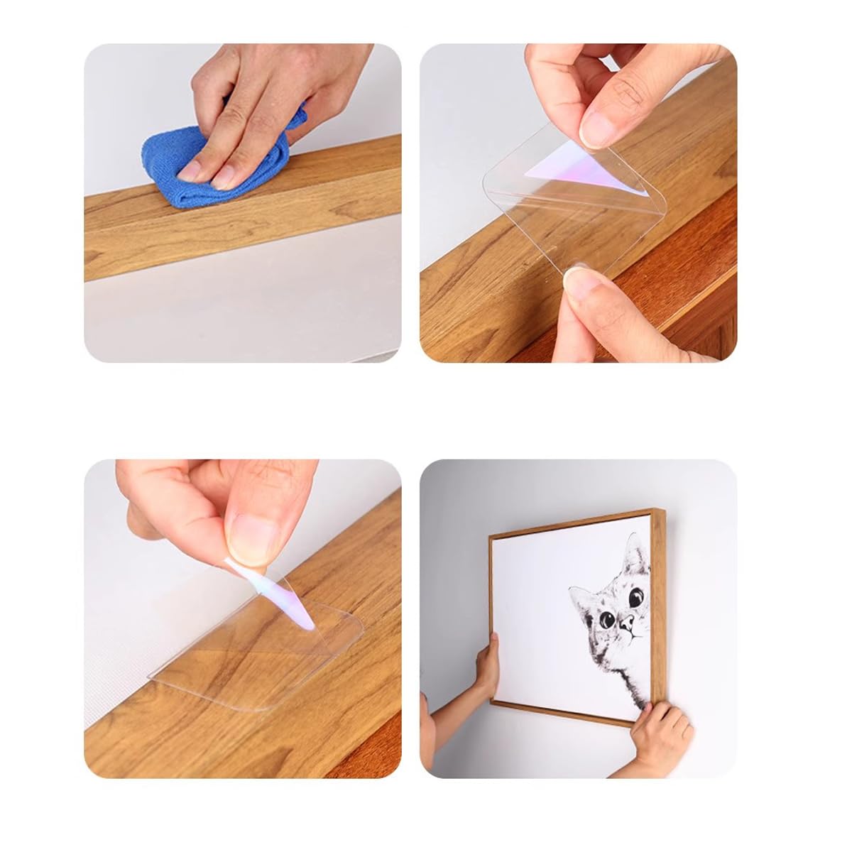 20PCS Double Sided Tape, 2-38in Two Sided Squares Nano Clear Mounting Tape Picture Hanging Adhesive Strips,Wall Tape Sticky Poster Tape Decor Carpet