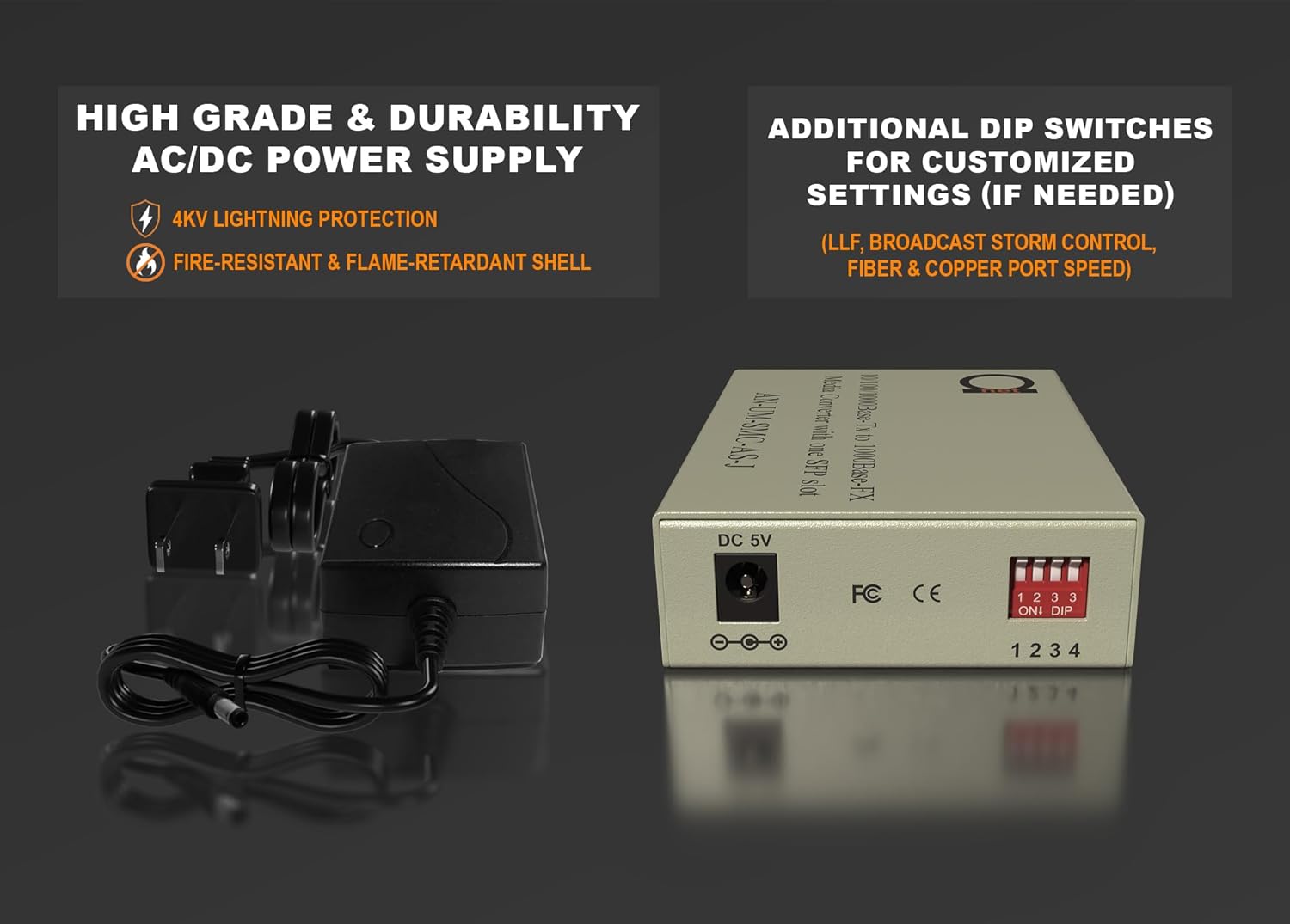 Convertidor multimodo de fibra Gigabit LC de 850 nm – Incluye SFP 1,804.5 ft (0,34 millas) LC – a UTP Cat5e Cat6 101001000 RJ-45 – Sensor automático