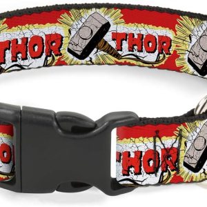Buckle-Down Collar de perro Clip de plástico Thor Hammer Rojo Amarillo Blanco 11 a 17 pulgadas 1.0 pulgadas de ancho, PC-WTH005-M Buckle-Down Collar de perro Clip de plástico Thor Hammer Rojo Amarillo Blanco 11 a 17 pulgadas 1.0 pulgadas de ancho, PC-WTH005-M
