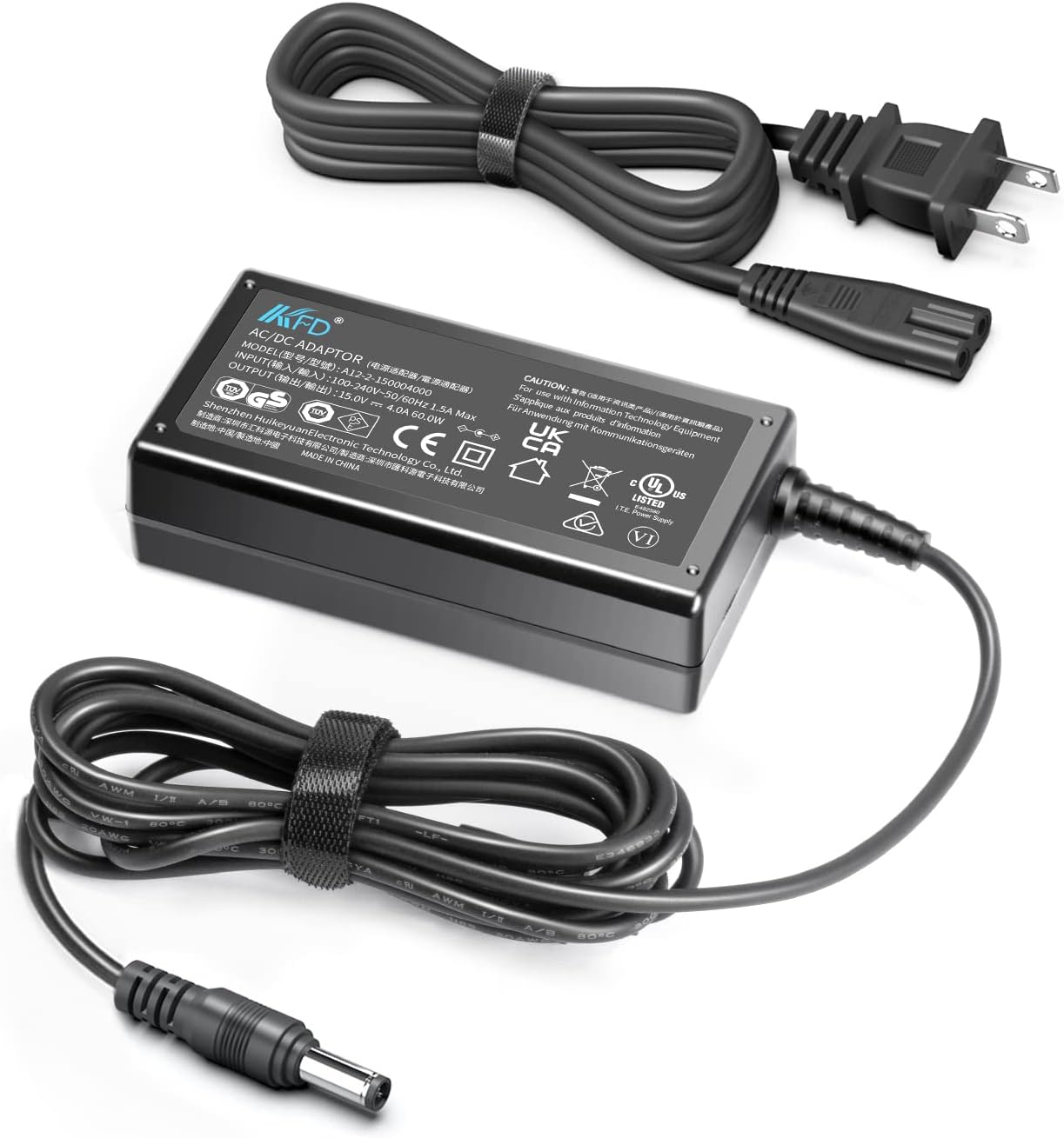 KFD Fuente de alimentación de 15 V 4 A, cargador adaptador de corriente alterna compatible con Neewer Photography Photo Studio Ring Light Reemplazo