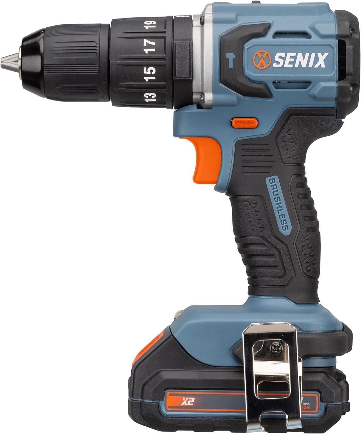 SENIX Taladro de martillo inalámbrico X2 de 20 voltios máximos de 12 pulgada con motor sin escobillas, kit de herramientas eléctricas incluye bolsa