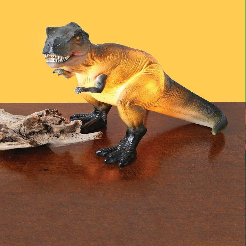 WHAT ON EARTH Lámpara de dinosaurio para niños, lámpara de acento realista T-Rex con luz de dinosaurio