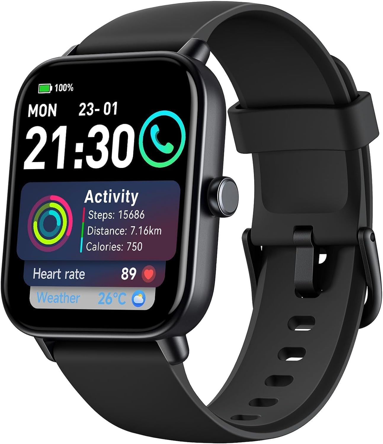 aeac Reloj inteligente para Android e iOS, reloj de fitness de 1.8 pulgadas con Alexa, llamadas Bluetooth, monitor de frecuencia cardíacasueño,