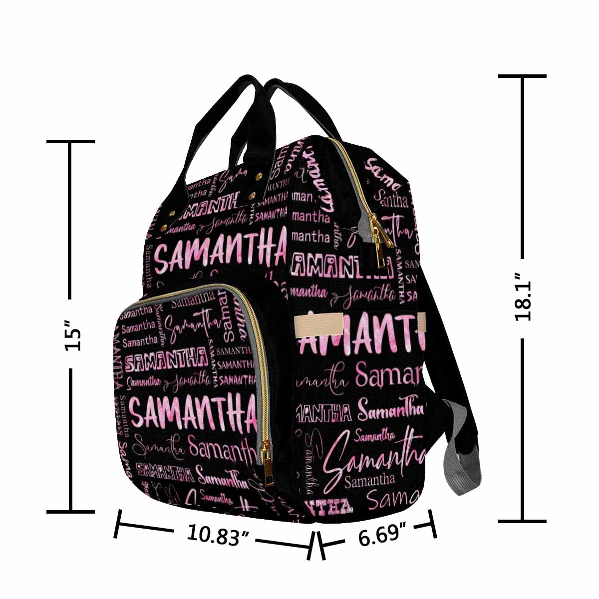 MyPupSocks Bolsa de pañales personalizada con nombre, bolsa de pañales personalizada con texto, a la moda, multiusos, bolsa de guardería para mamá,