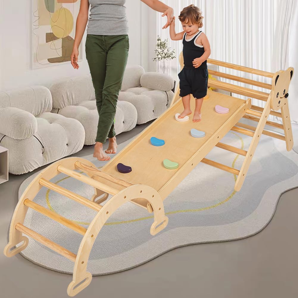 Pickler Pikler – Juego de triángulos para escalar, 3 piezas para escalar, woodandhearts Montessori, juego de escalada, estructura de juego, tobogán