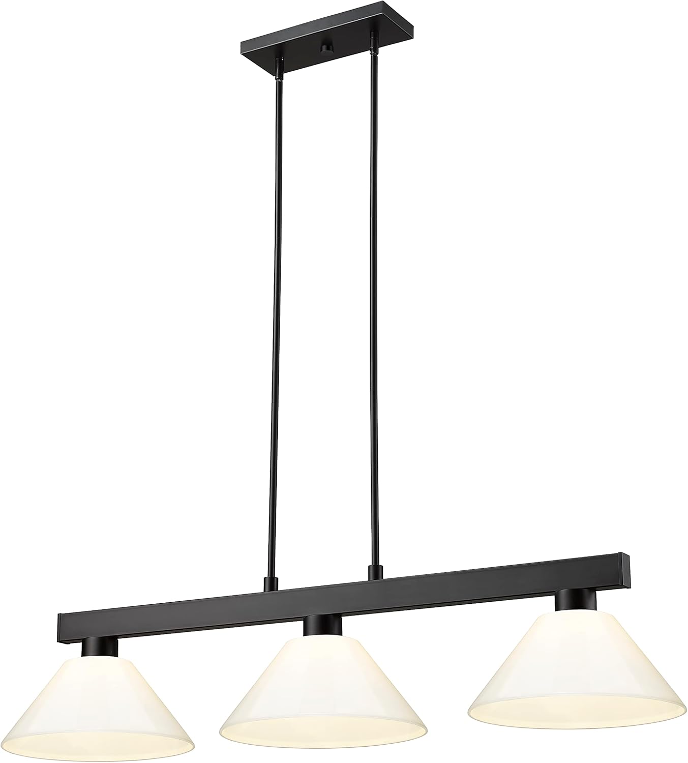 Cobalto – Billar de 3 luces con sombra, 8 pulgadas de alto y 14 pulgadas de ancho, acabado negro mate, color blanco