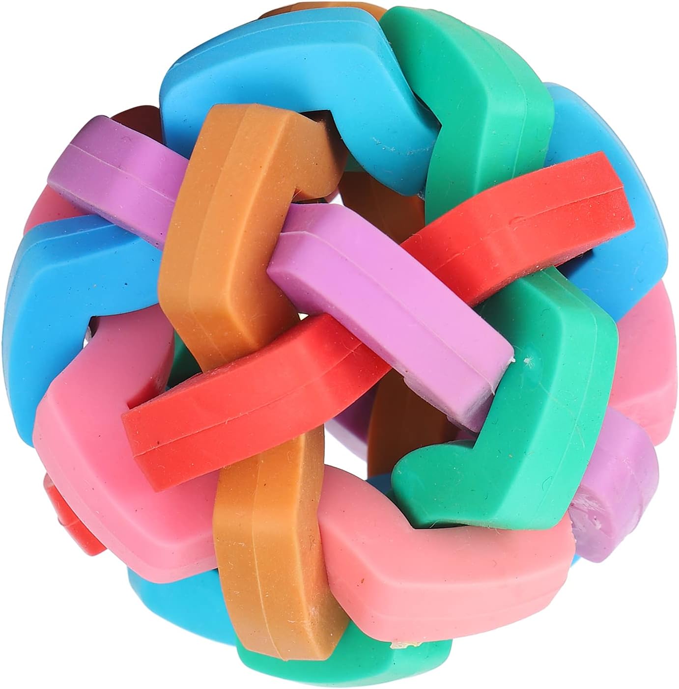 GLOGLOW Juguetes de bola de goma, colorido suave TPR bola masticar juguete interactivo con campana interior para perros Mini cerdos (M) juguetes de
