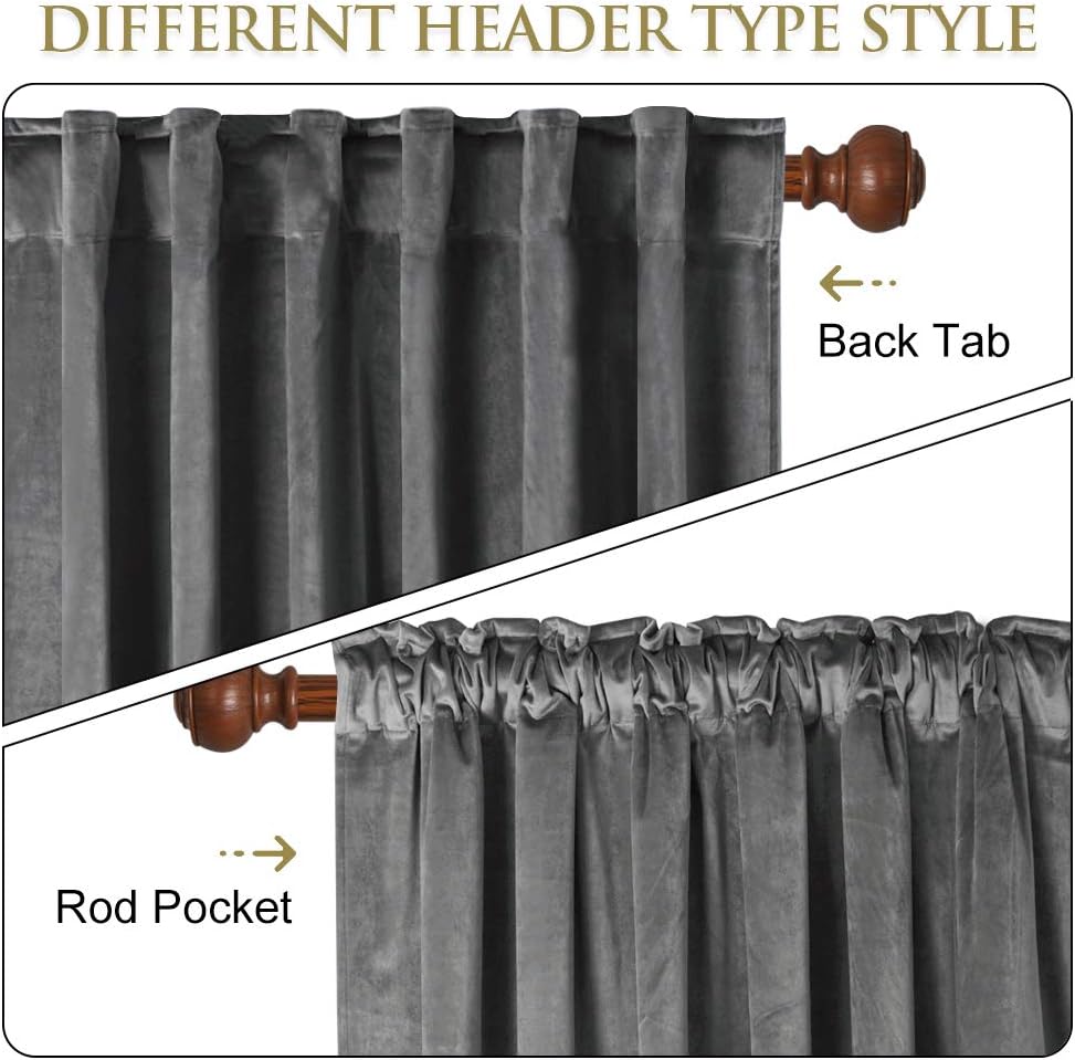 StangH – Cortinas de terciopelo largas, extra anchas, con pestañas traseras