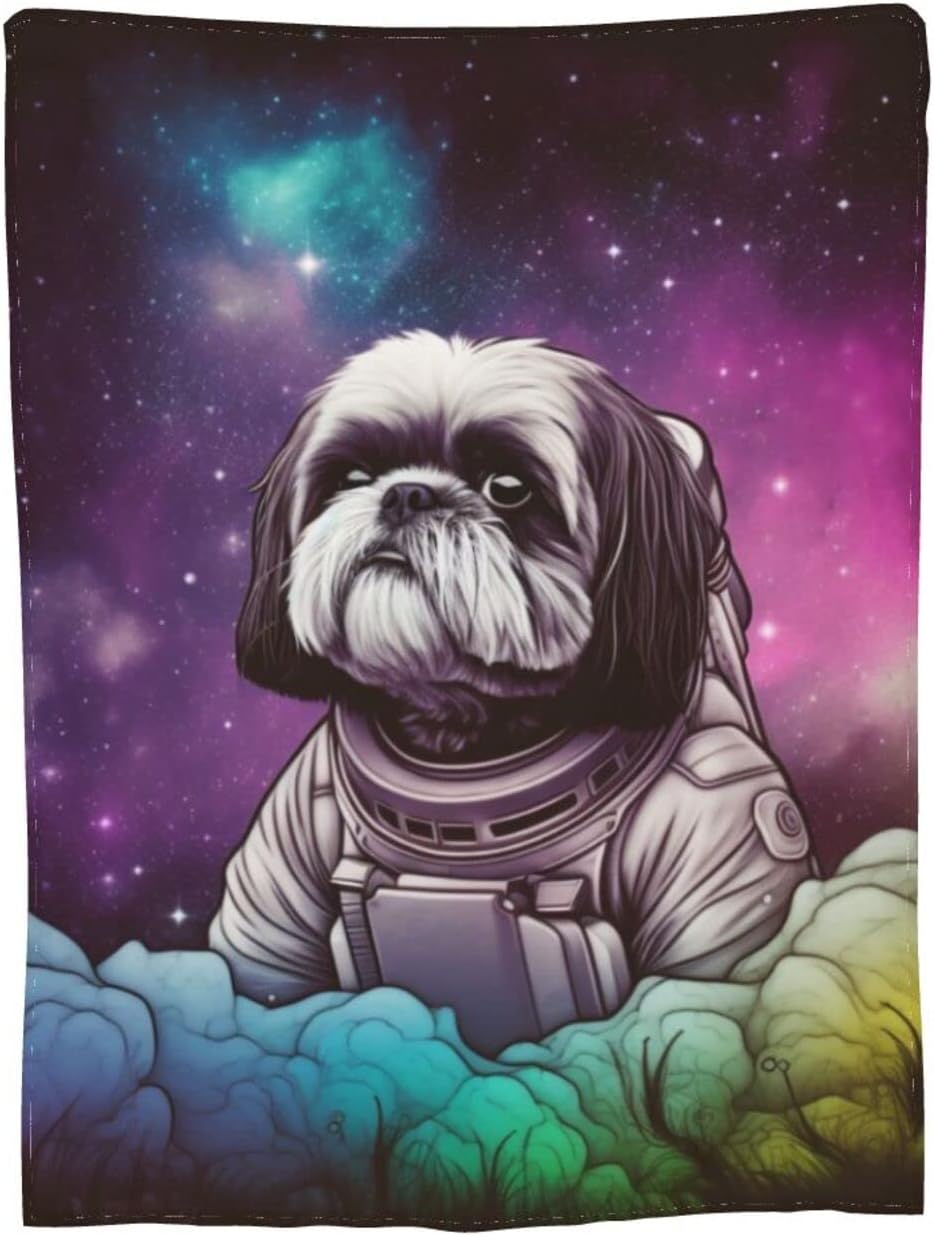 Shih Tzu – Manta de cielo estrellado, ultra suave, ligera, antifrisado, acogedora manta de forro polar para todas las estaciones, dormitorio, sala