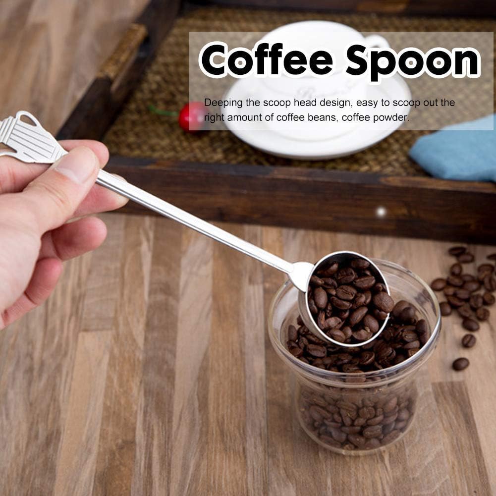 Fdit Cuchara de café de acero inoxidable de 0.35 onzas con mango largo, cucharadas medidas, cucharas para máquina de café expreso, cucharas para té,