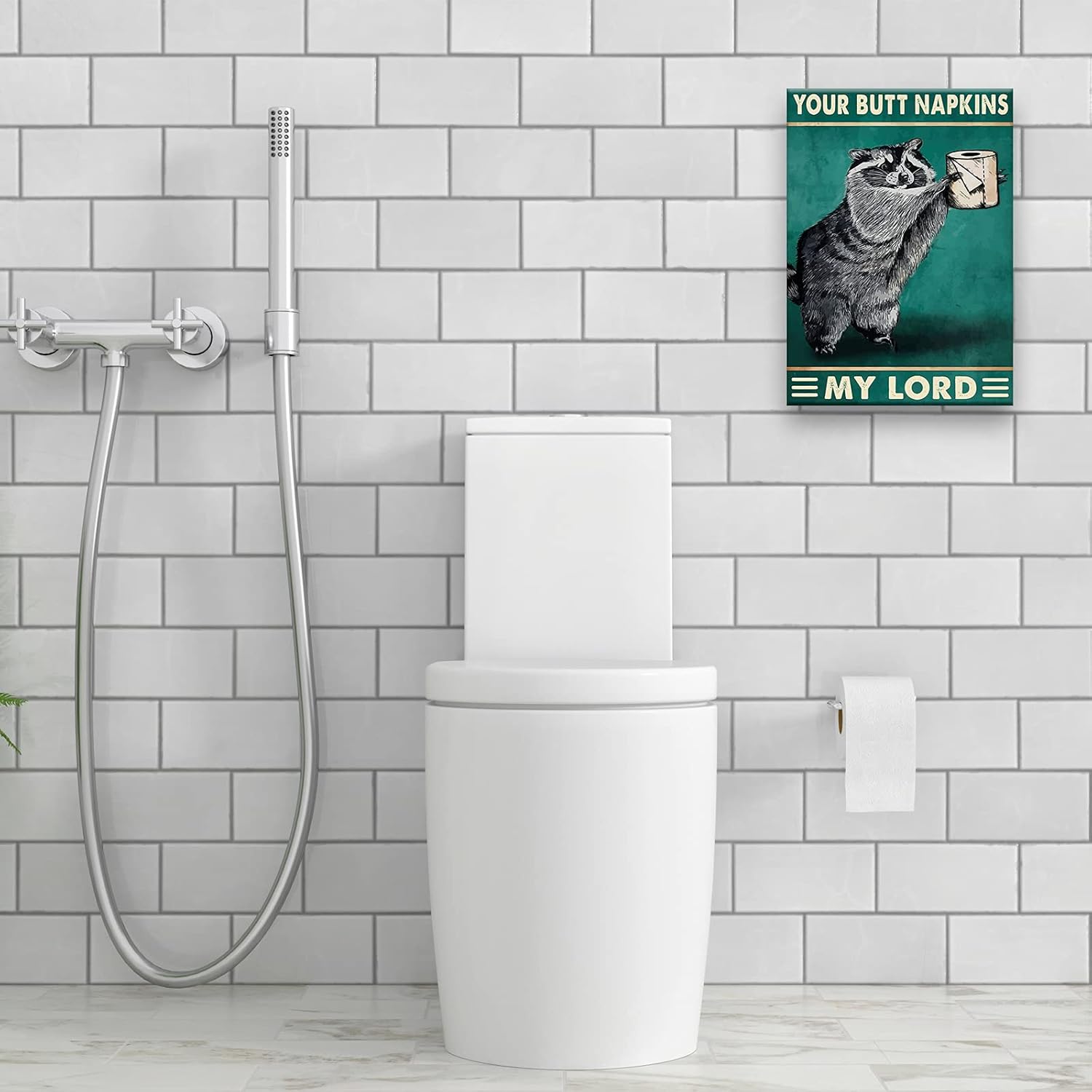 Divertida decoración de baño con la servilleta de mi manteca de cerdo, mapache de animales, impresiones artísticas de pared, cuadros contemporáneos,