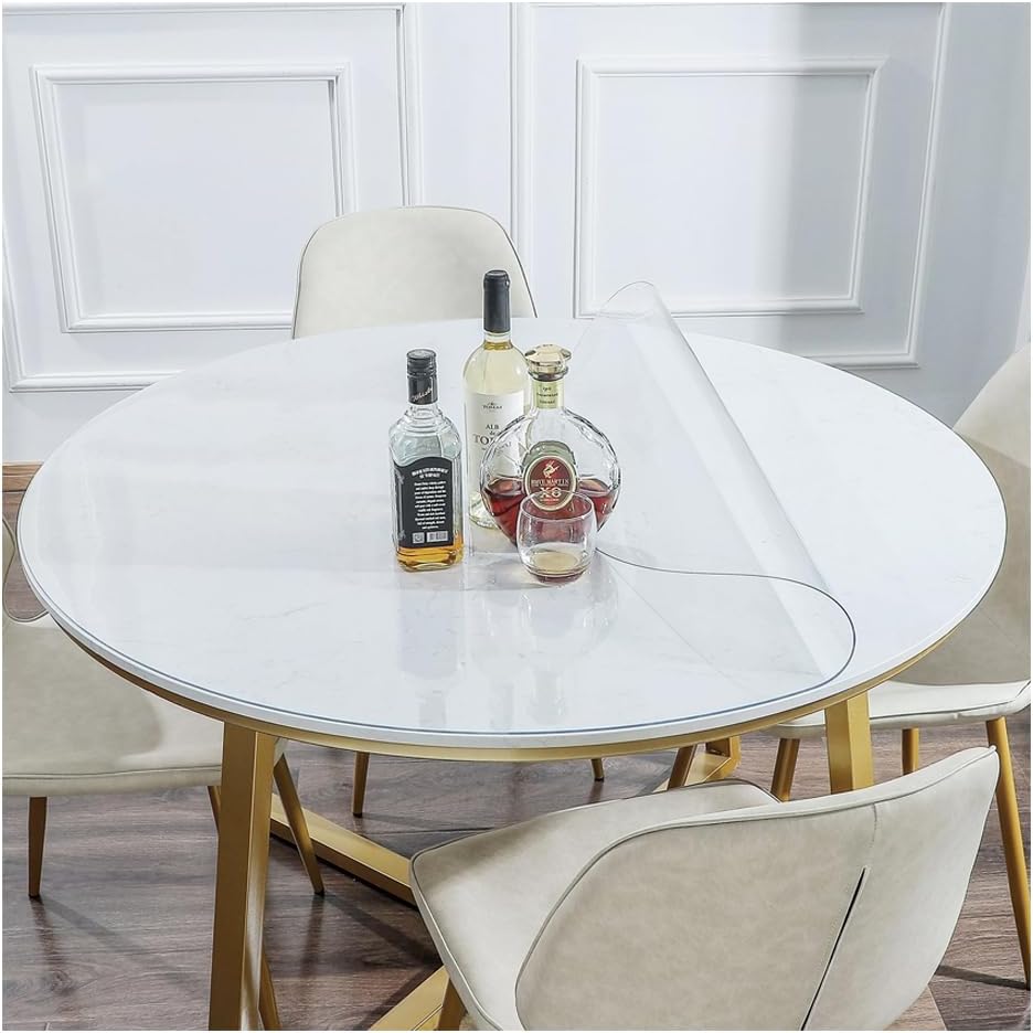 Tapete redondo de 42 pulgadas para mesa de PVC, de vinilo transparente, de grado alimenticio, para cocina, habitación, bar, café, escritorio, tapete
