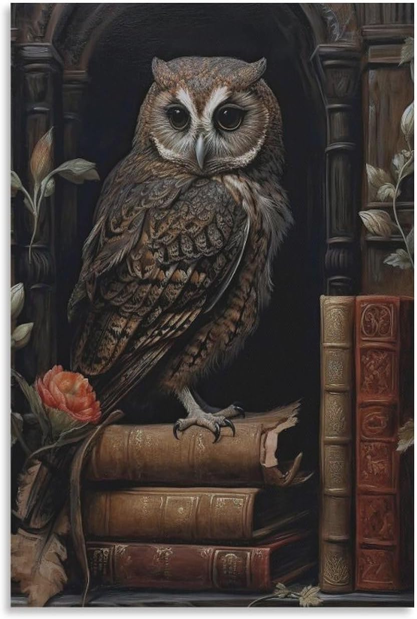 KLower Dark Academia Decor – Póster de arte en lienzo con diseño de búho y arte de pared, póster moderno para decoración de dormitorio familiar, 16