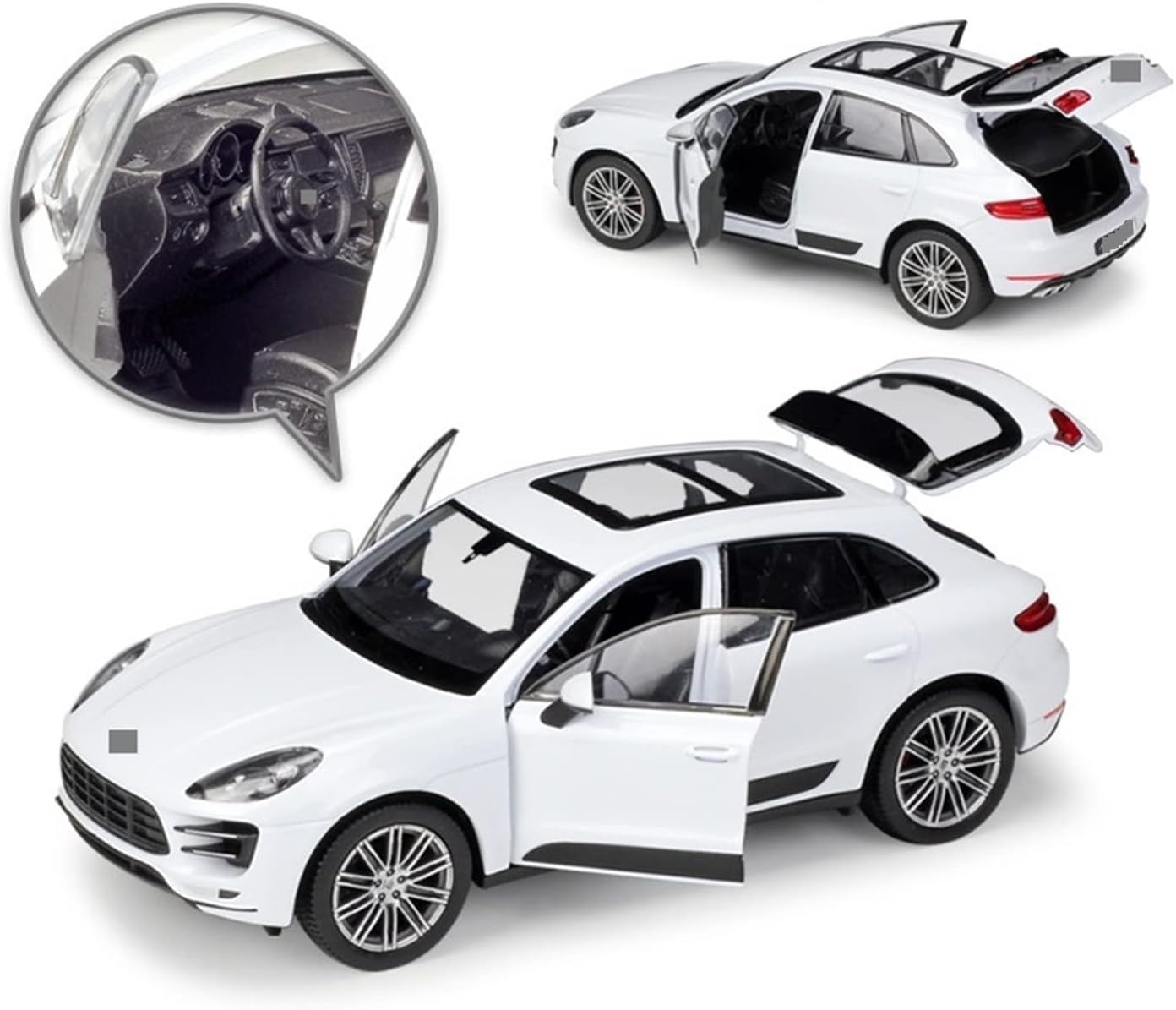 RRBY HYKYYDS – Coche de juguete de aleación de metal para Porsche Macan Turbo SUV para niños, regalo a escala 124 a escala 124 (color blanco)