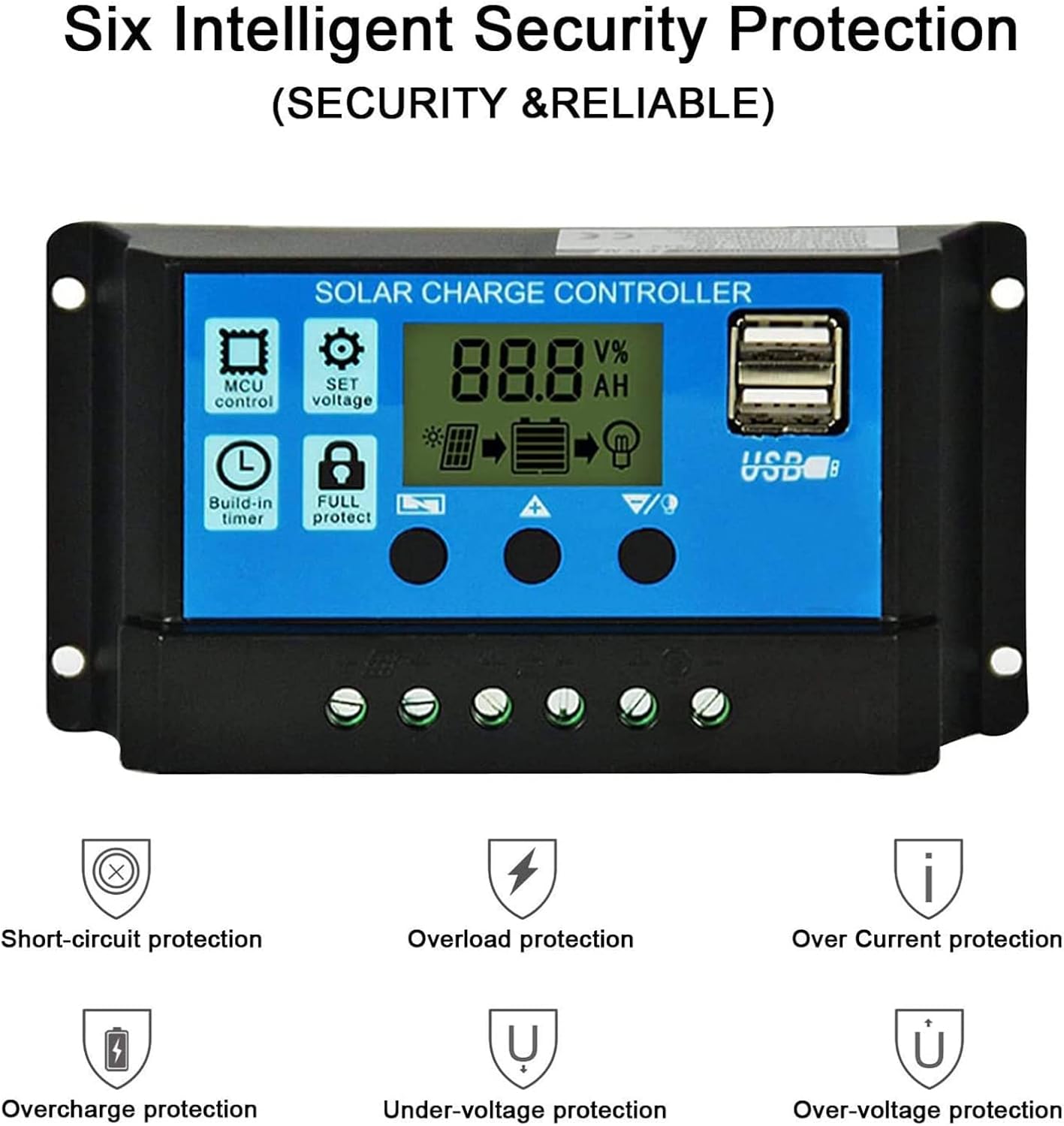 Weytoll Sistema de panel solar de 18 V, 20 W, panel solar, controlador de carga de 30 A con kit de inversor solar de automóvil USB dual, fuente