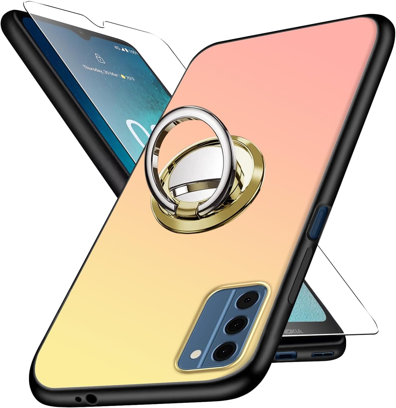 Funda para Nokia G300 Funda Ocultar Telescópica Plegable Kickstand Cubierta Protectora a Prueba de Golpes con 1 Protector de Pantalla Esquinas