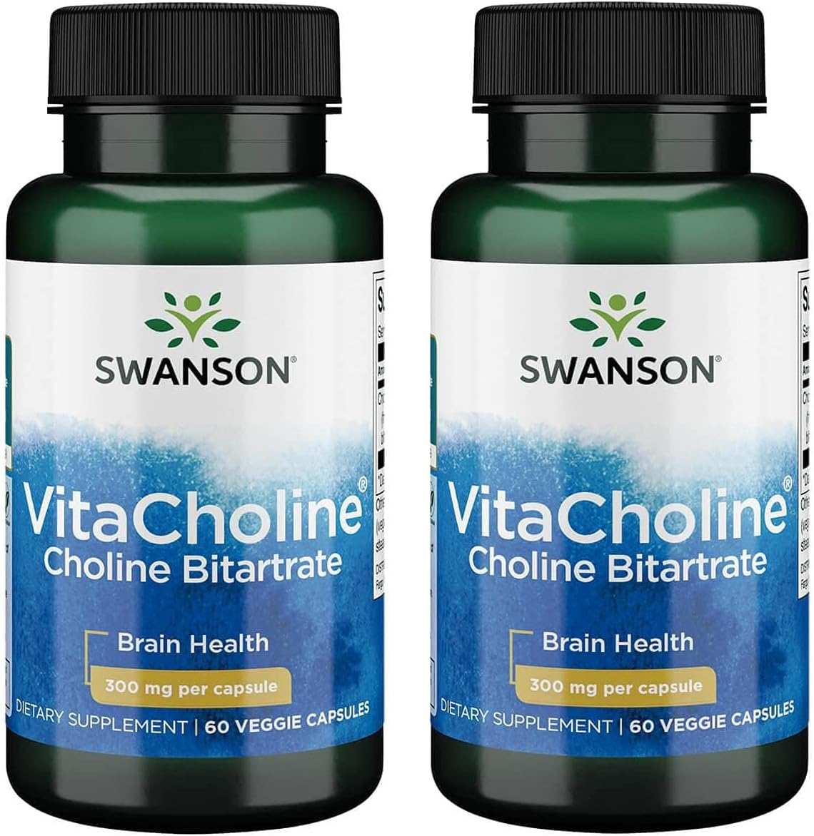 Swanson Bitartrato de colina Vitacholine 300 mg 60 cápsulas vegetales 2 unidades