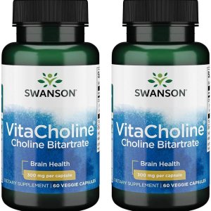 Swanson Bitartrato de colina Vitacholine 300 mg 60 cápsulas vegetales 2 unidades Swanson Bitartrato de colina Vitacholine 300 mg 60 cápsulas vegetales 2 unidades