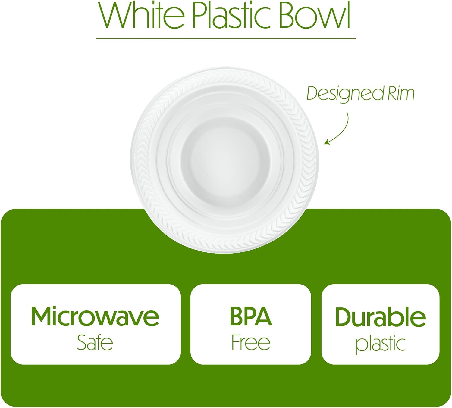 PLASTICPRO 100 cuencos de plástico blanco para sopa de 12 onzas, platos ligeros de calidad premium, cuencos de plástico desechables para fiestas,